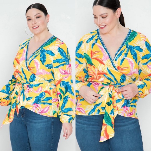 *24 FRIDAY SALE* Take Me Dancing Floral Print Plus Size Wrap Top - Picture 5 of 7